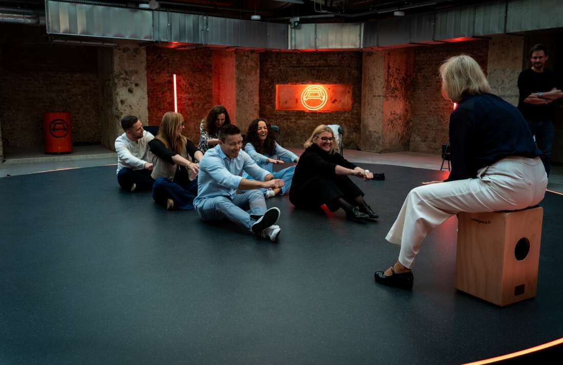 A leadership team playing on the Stage on Mars